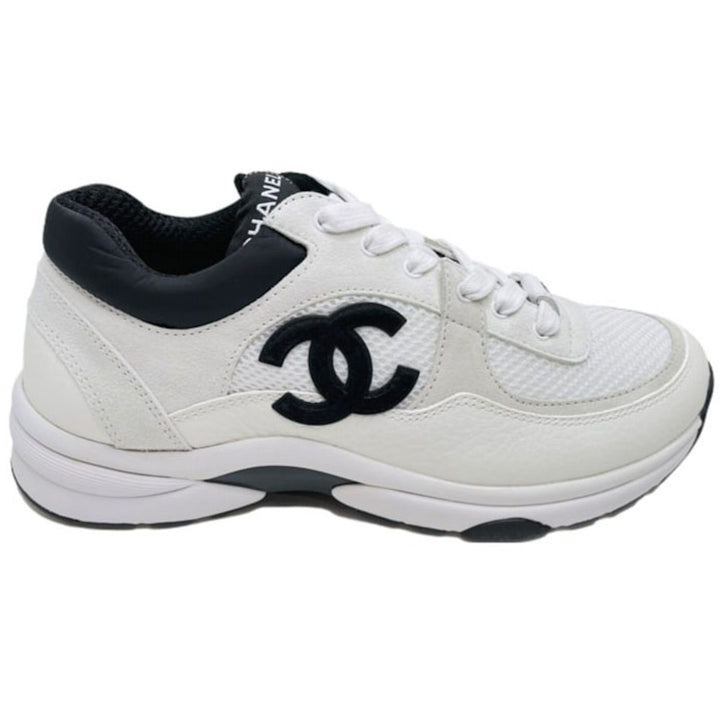 Chanel Low Top CC Trainer White Silver