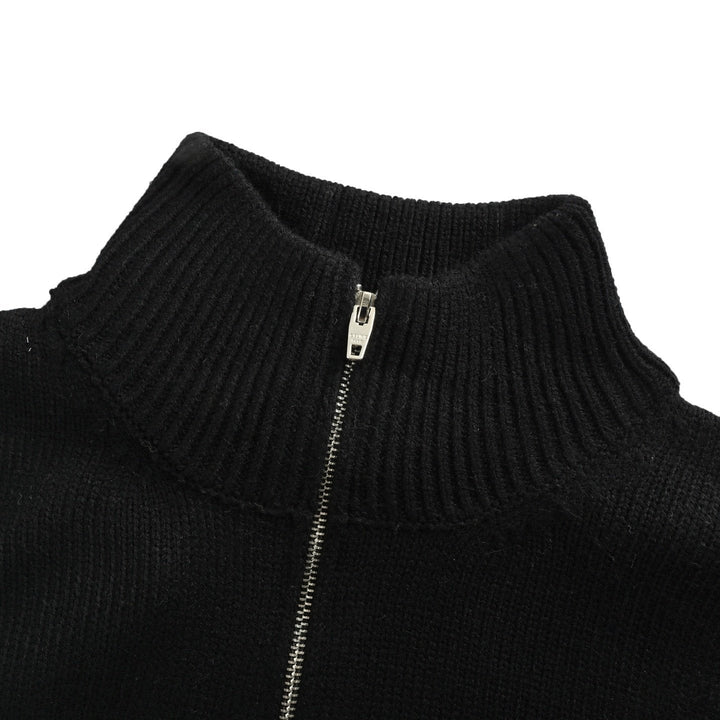 Celine Logo-Embroidered Wool &amp; Cashmere Blend Half Zip Black