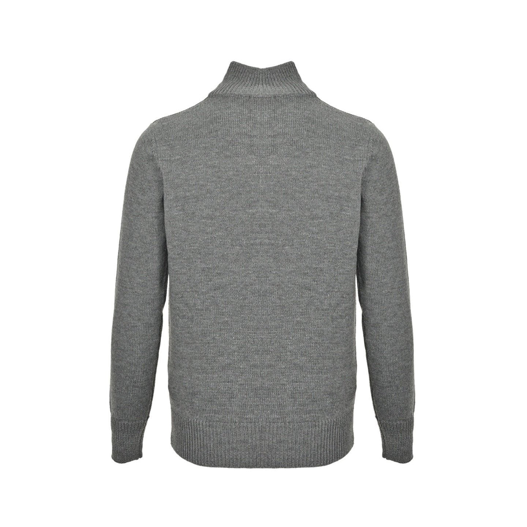 Celine Logo-Embroidered Wool &amp; Cashmere Blend Half Zip Grey