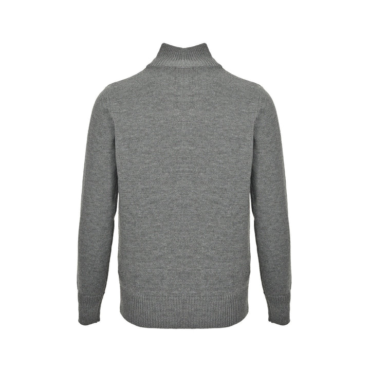 Celine Logo-Embroidered Wool &amp; Cashmere Blend Half Zip Grey