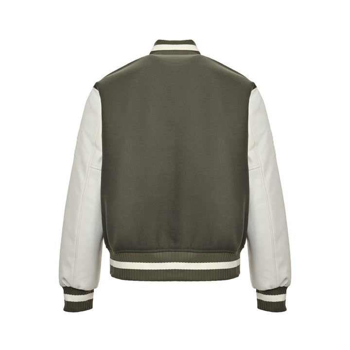Givenchy Logo Jacket Varsity Jack In White Green Leather