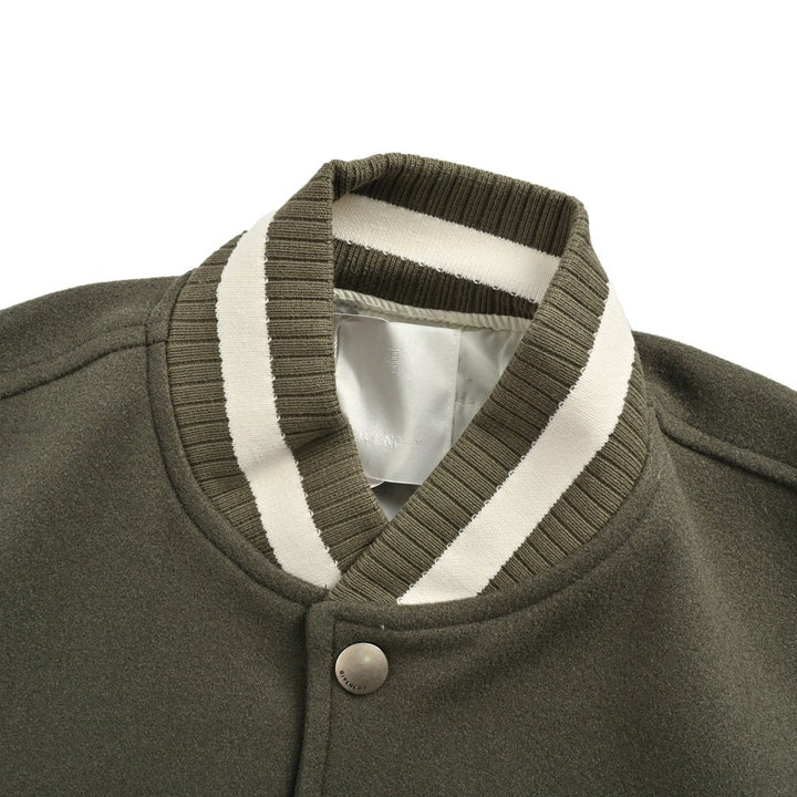 Givenchy Logo Jacket Varsity Jack In White Green Leather