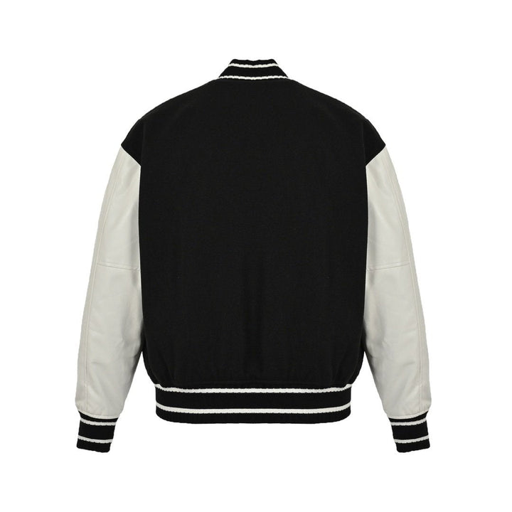 Givenchy Logo Jacket Varsity Jack In White Black Leather