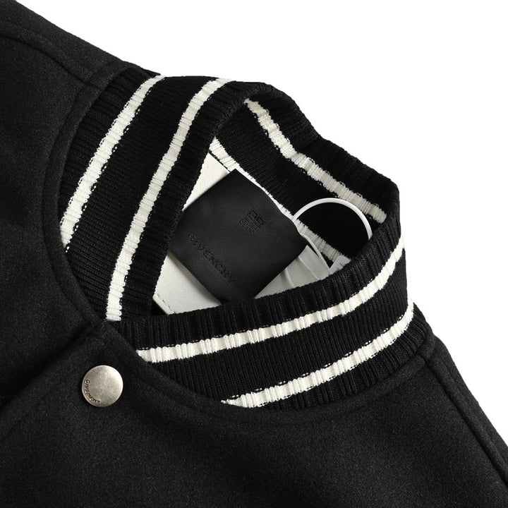 Givenchy Logo Jacket Varsity Jack In White Black Leather