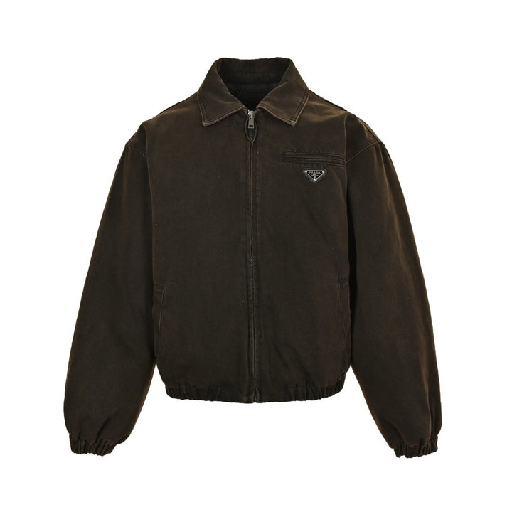 Prada Padded Denim Blouson Jacket Brown