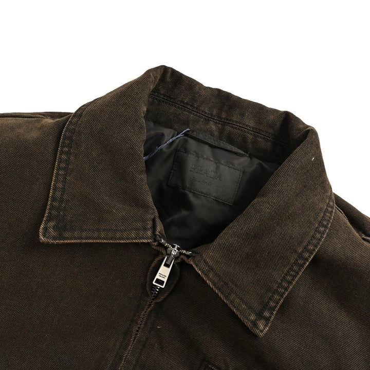 Prada Padded Denim Blouson Jacket Brown