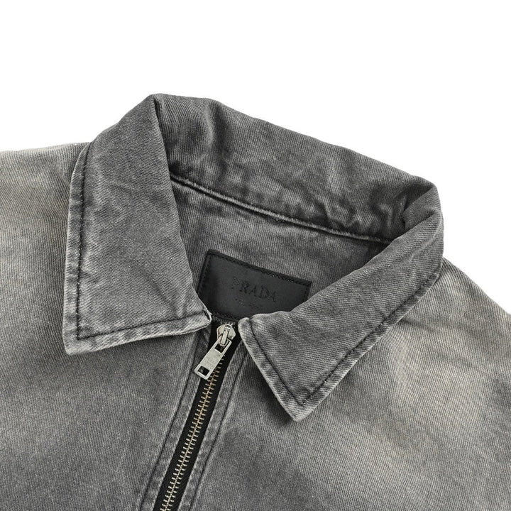 Prada Embellished Denim Jacket In Grey