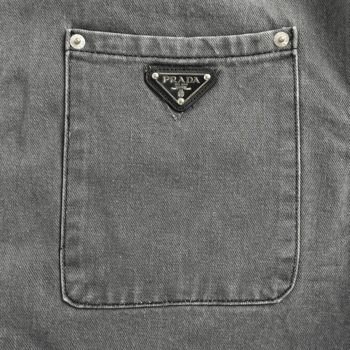 Prada Embellished Denim Jacket In Grey