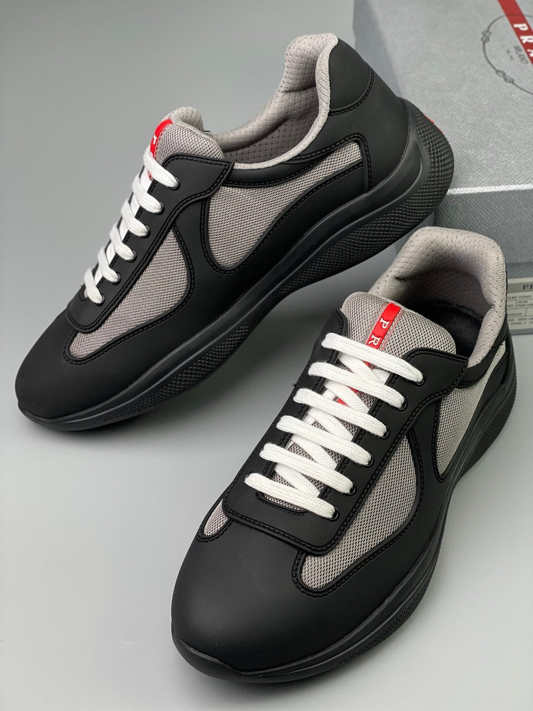 Prada Americas Cup Black Grey Trainers