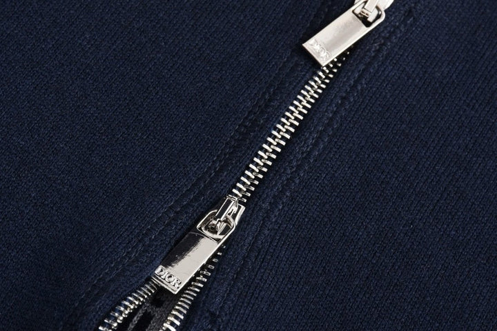 Dior Cashmere Hooded Jacket Navy  Blue