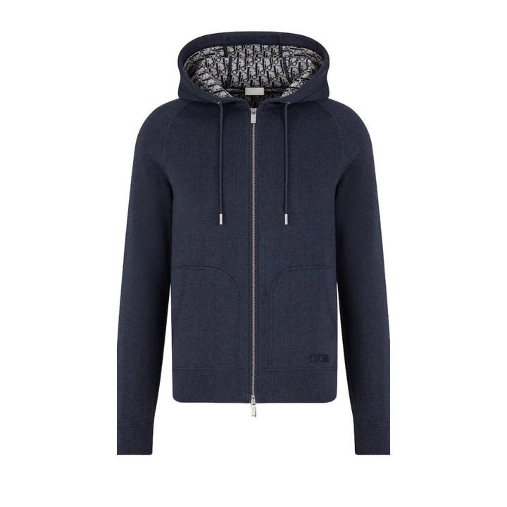 Dior Cashmere Hooded Jacket Navy  Blue